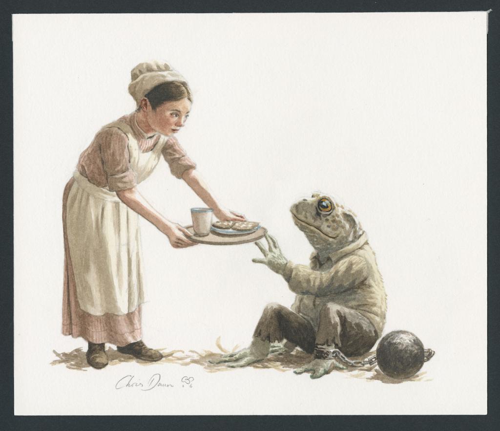 Illustration originale intitulée "Toad and the Goaler's Daughter" (Crapaud et la fille du gardien) - Christopher Dunn - Aquarelle sur papier - 5494
