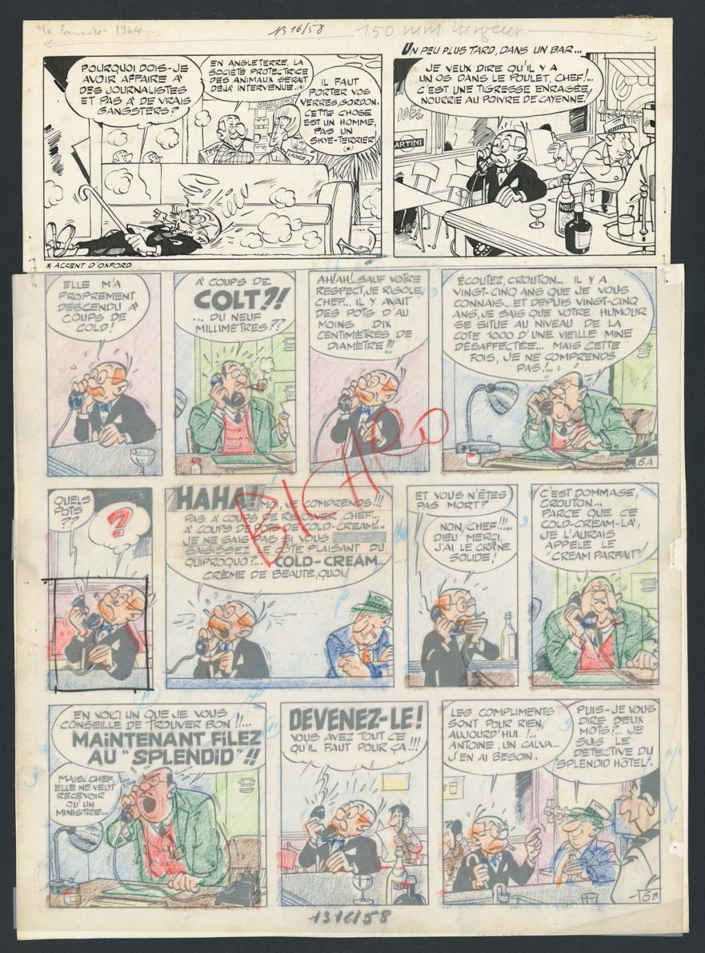 Planche originale n°6 issue de l'histoire La Poursuite, prépublié dans Spirou en 1963 - Maurice Tillieux - Encre de Chine sur papier - 5603