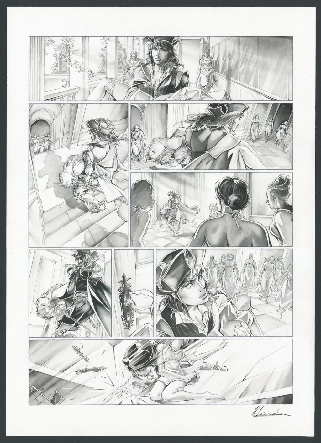 Planche originale n°12 - Juan Luis Landa - Encre de Chine et lavis sur papier - 4171