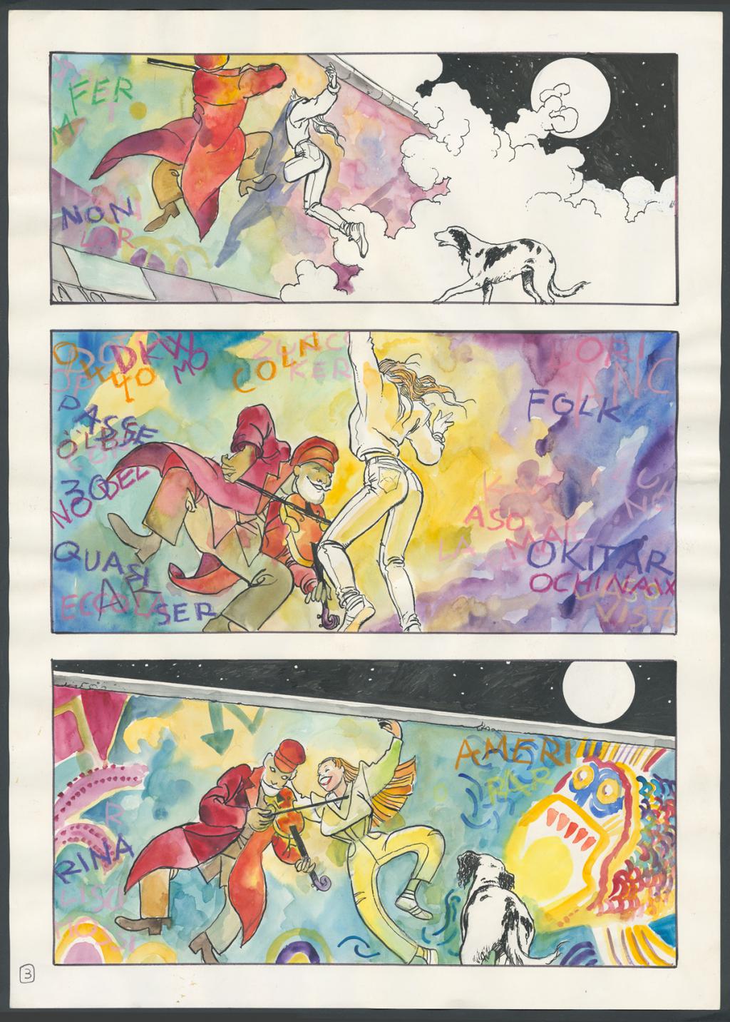 Planche originale n°3 - Milo Manara - Encre de Chine et encre de couleur sur papier - 4272