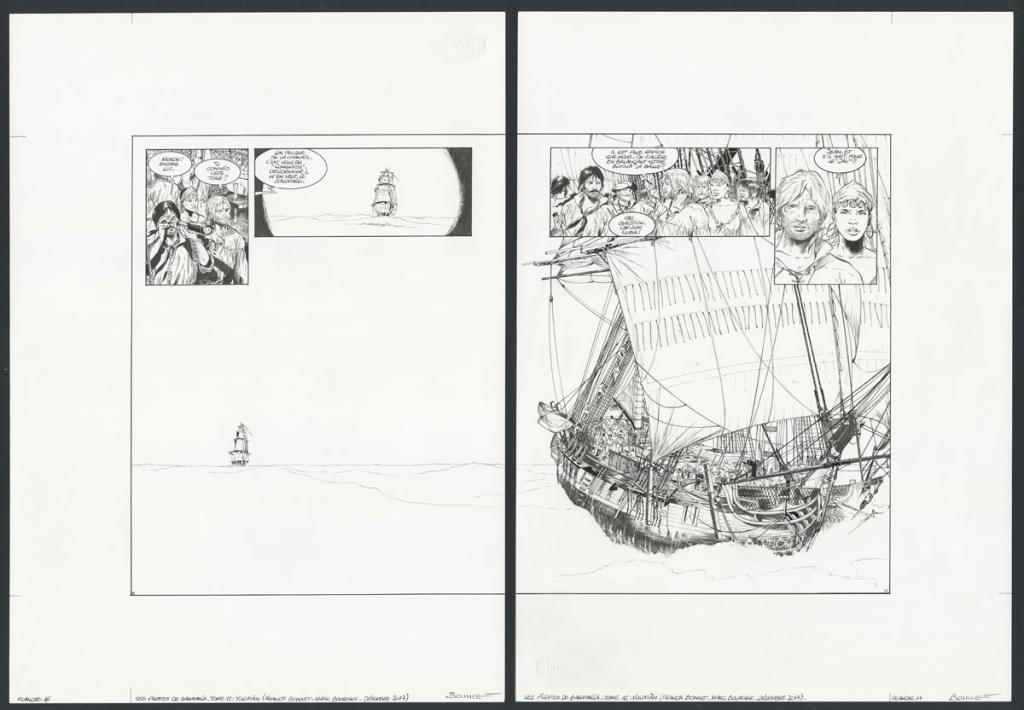 Double-planche originale n°16 et 17 - Franck Bonnet - Encre de Chine sur papier - 4287