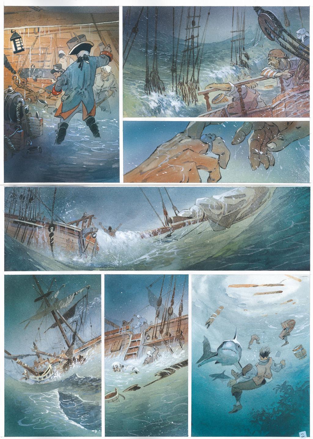 Planche originale n°2 - Patrick Prugne - Aquarelle et crayon sur papier - 5354