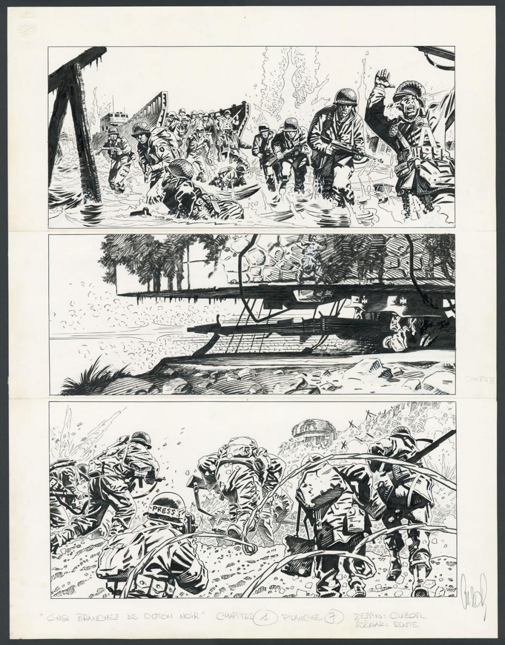 Planche originale n°7, chapitre 1 - Steve Cuzor - Encre de Chine et rehauts de gouache blanche sur p - 4267