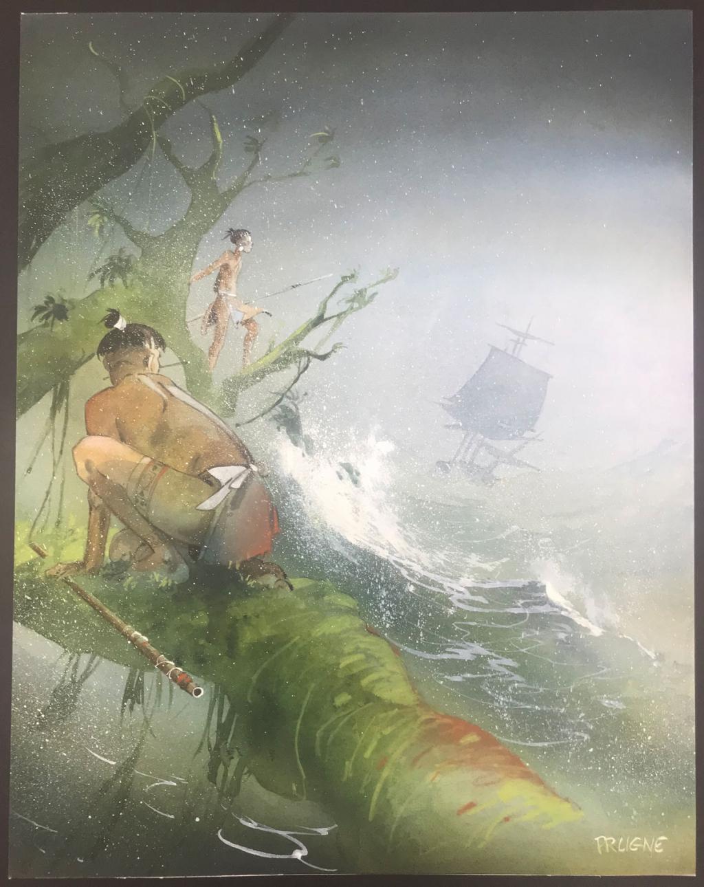 Illustration originale, recherche pour la couverture de l'album - Patrick Prugne - Aquarelle et crayon sur papier - 5411