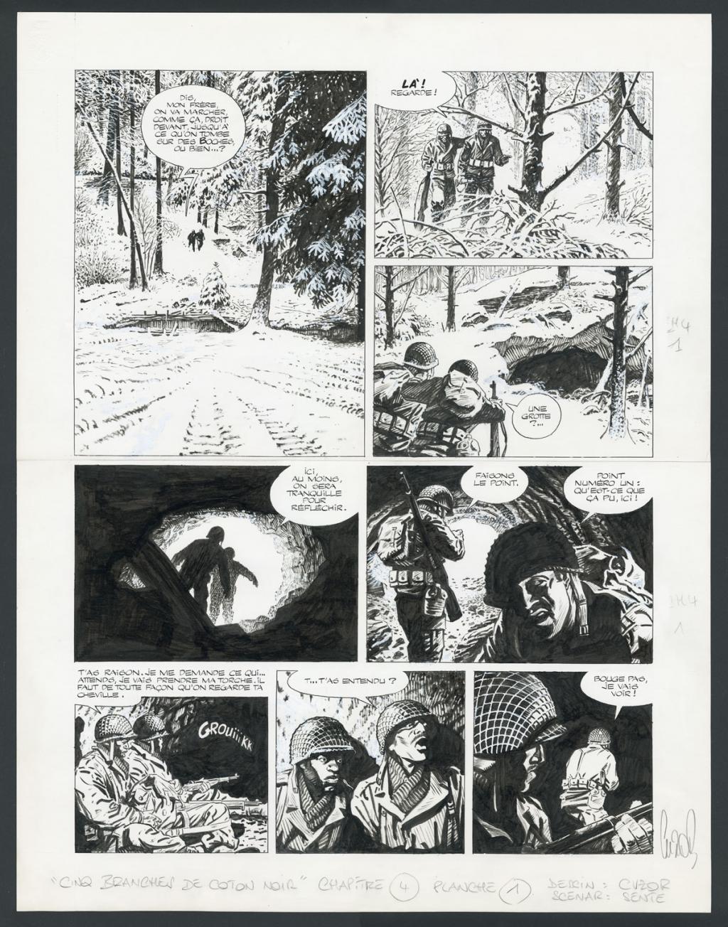 Planche originale n°1, chapitre 4 - Steve Cuzor - Encre de Chine et rehauts de gouache blanche sur p - 4262