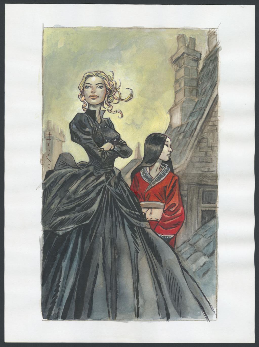 Illustration originale,exlibris BDNet - Homs - Encre de couleur et acrylique sur papier - 6118