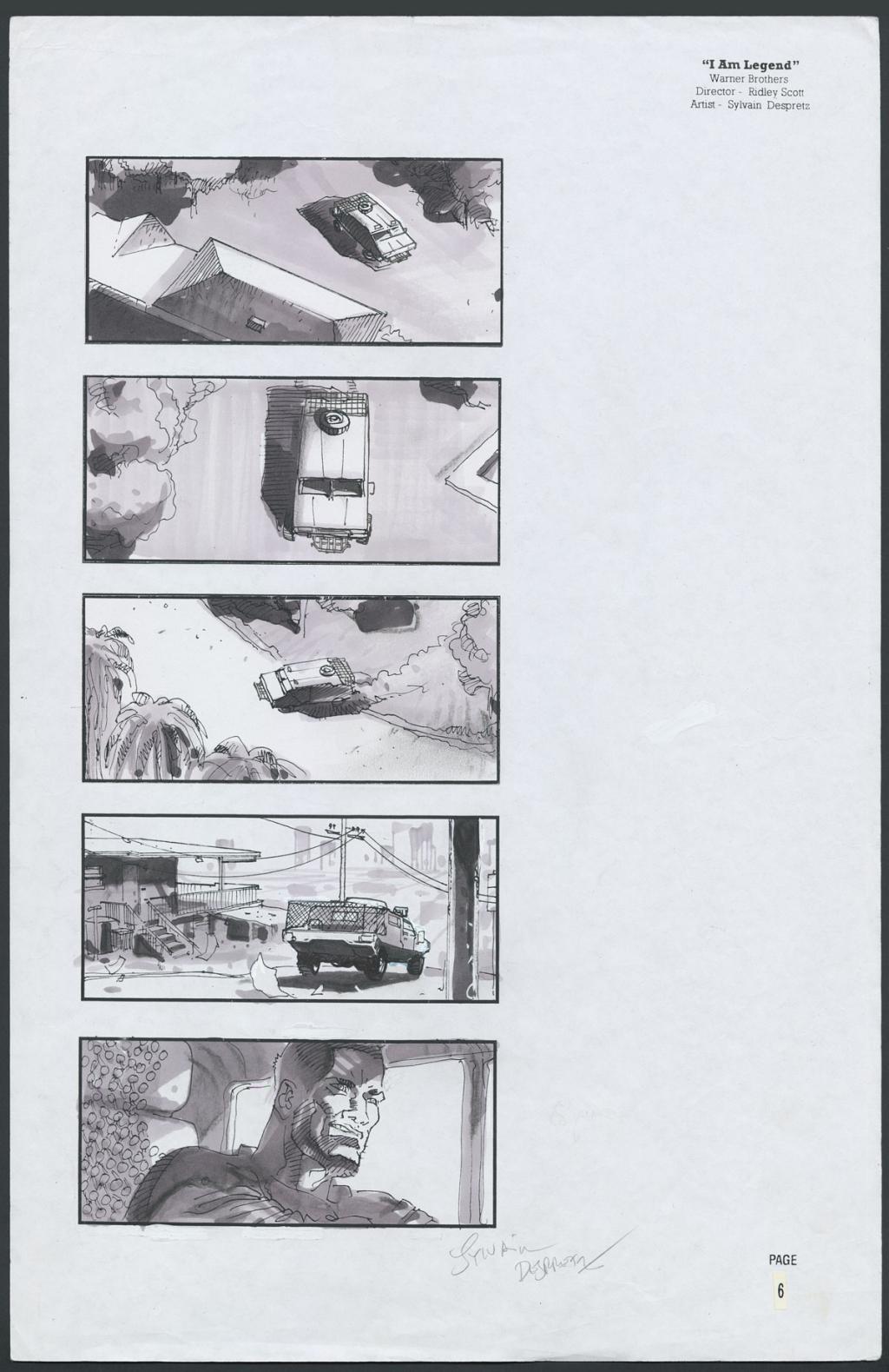 Story board pour le projet de film I Am Legend par Ridley Scott avec Arnold Schwarzenegger - Sylvain Despretz - Technique mixte sur papier - 4250