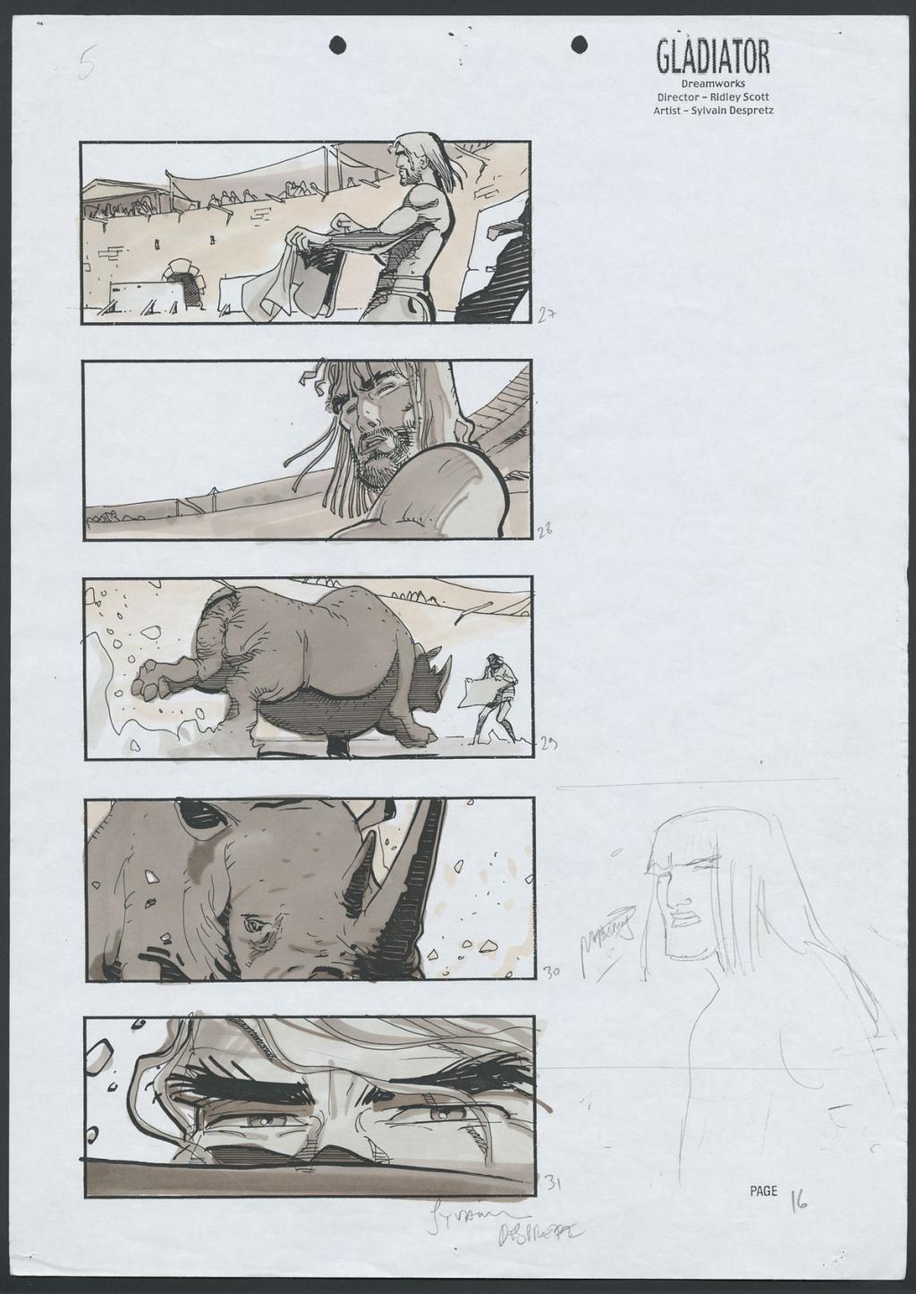 Story-board pour le film Gladiator de Ridley Scott - Sylvain Despretz - Encre de Chine sur papier - 4315