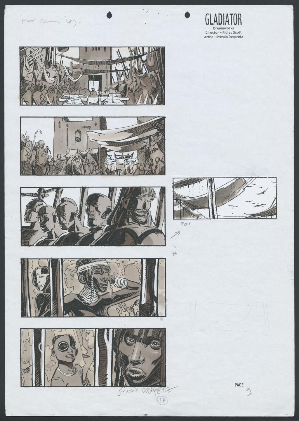 Story-board pour le film Gladiator de Ridley Scott - Sylvain Despretz - Encre de Chine sur papier - 4251