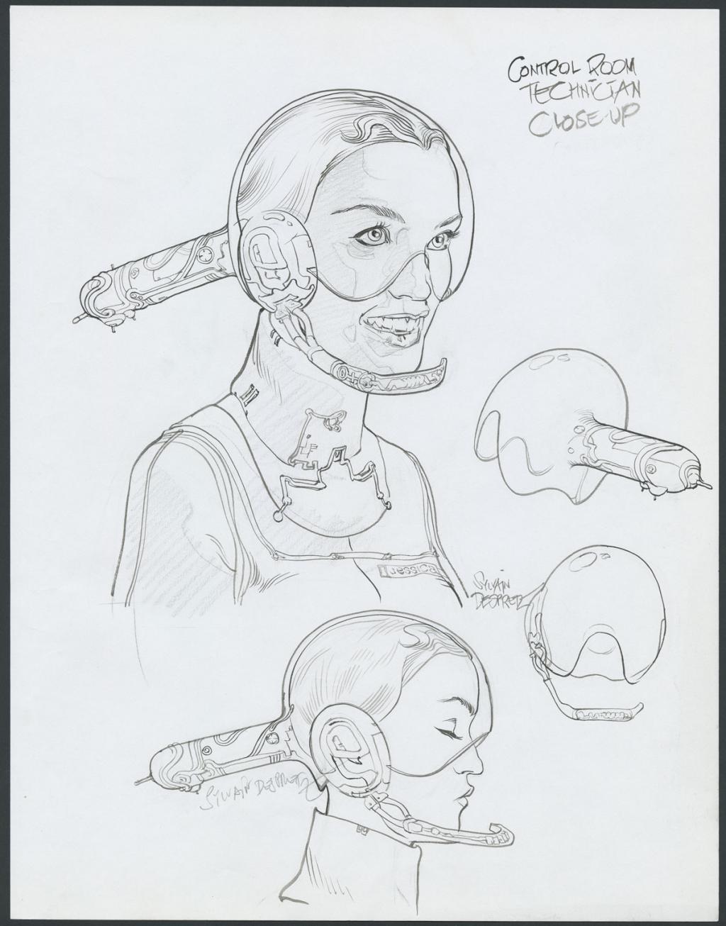 Control room technician", concept art pour le film Valérian et la cité des mille planètes de Luc Besson - Sylvain Despretz - Encre de Chine et mine de plomb sur papier - 4318