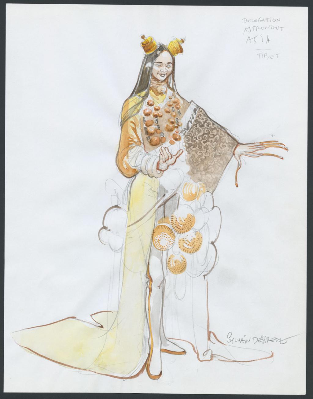 Delegation astronaut Asia, Tibet"
Concept pour le film Valérian et la cité des mille planètes de Luc Besson - Sylvain Despretz - Mine de plomb et aquarelle sur papier - 4319