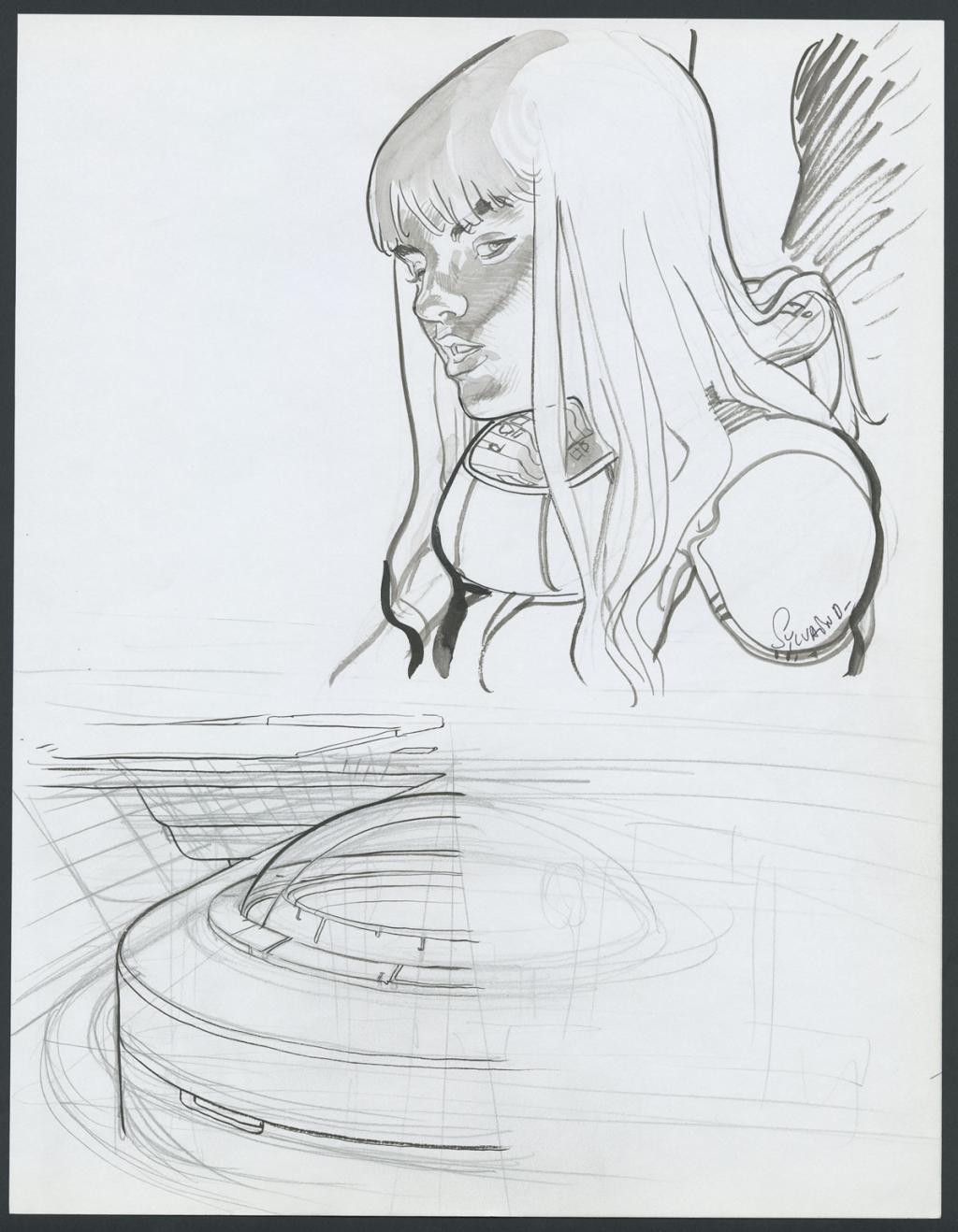 Portrait de Laureline
Concept pour le film Valérian et la cité des mille planètes de Luc Besson - Sylvain Despretz - Encre de Chine et mine de plomb sur papier - 4313