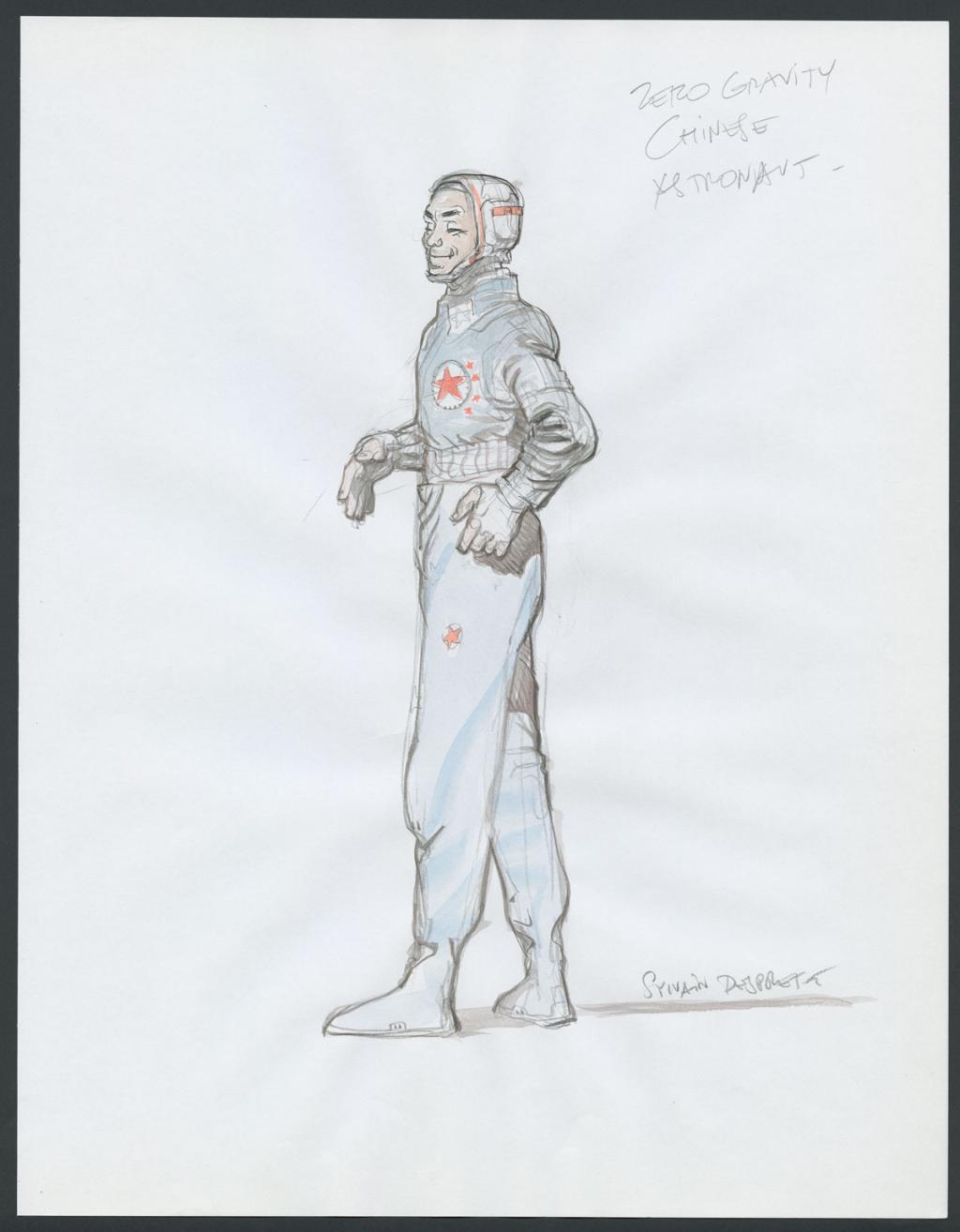 Zero gravity chinese astronaut"
Concept pour le film Valérian et la cité des mille planètes de Luc Besson - Sylvain Despretz - Mine de plomb et aquarelle sur papier - 4243