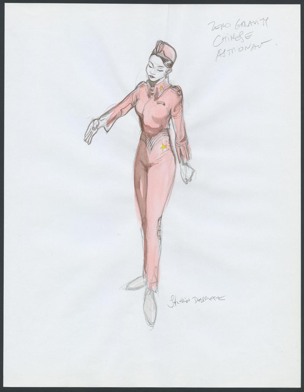 Zero gravity chinese astronaut"
Concept pour le film Valérian et la cité des mille planètes de Luc Besson - Sylvain Despretz - Mine de plomb et aquarelle sur papier - 4245