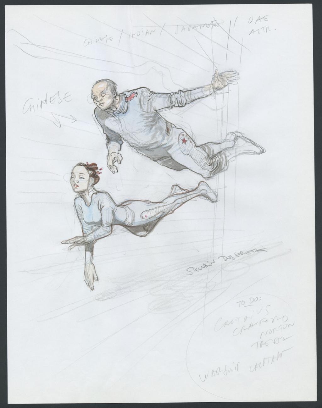 Zero gravity"
Concept pour le film Valérian et la cité des mille planètes de Luc Besson - Sylvain Despretz - Mine de plomb et aquarelle sur papier - 4247