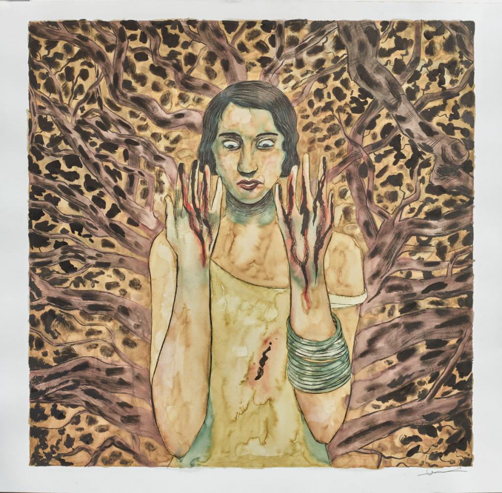 Illustration originale, reprise en couleur de la case 1 page 33 - Clément Oubrerie - Encre de Chine et aquarelle sur papier - 4427