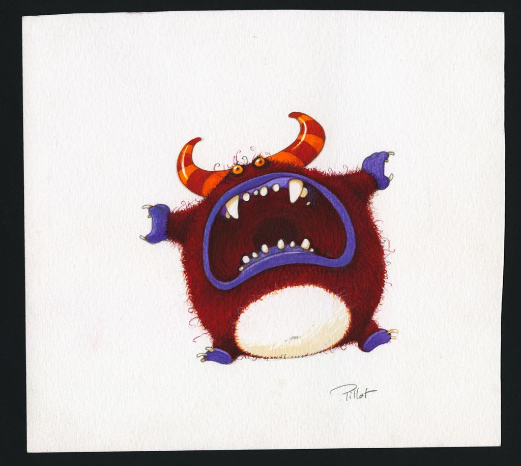 Illustration originale réalisée pour la création d'une chocolaterie de monstres dans la boutique de luxe Landmark à Honk Kong - Frédéric Pillot - Acrylique rehaussée de craie - 6259