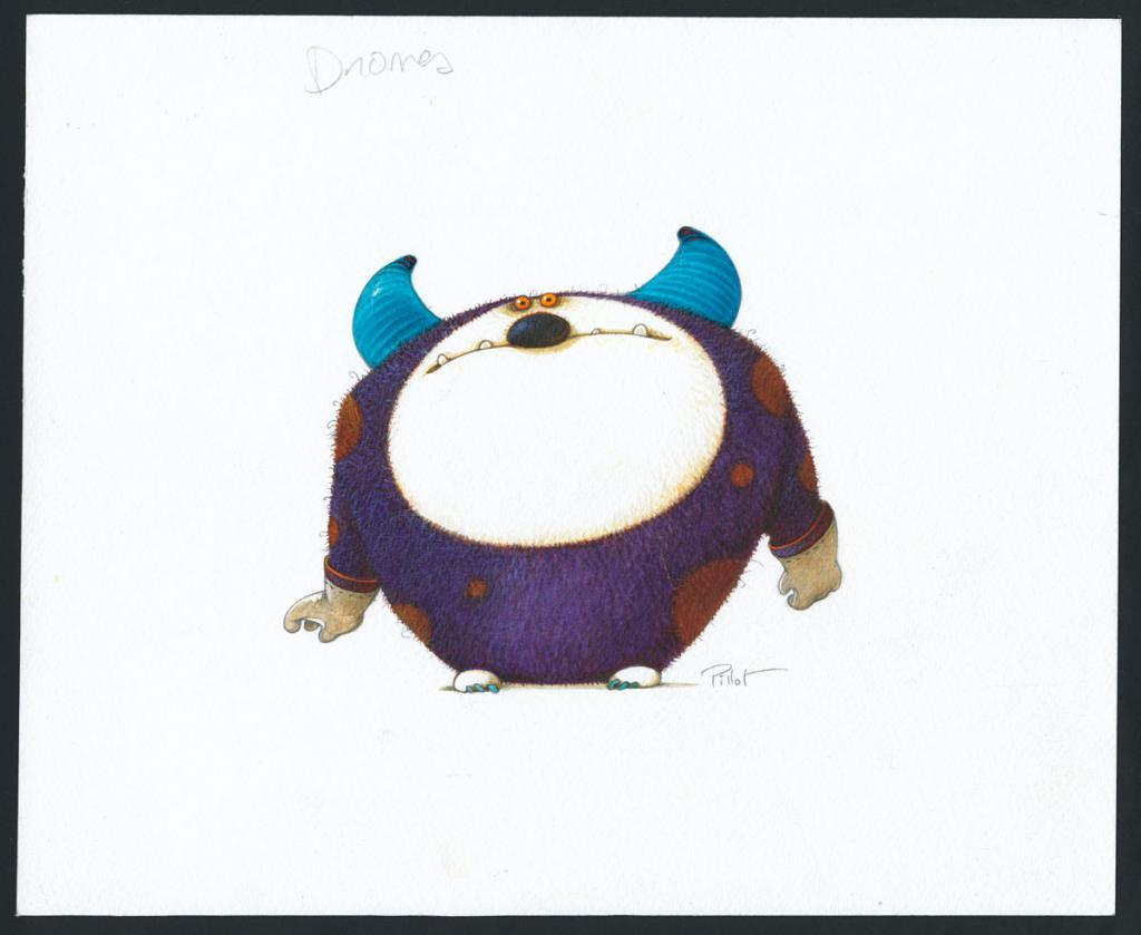 Illustration originale réalisée pour la création d'une chocolaterie de monstres dans la boutique de luxe Landmark à Honk Kong - Frédéric Pillot - Acrylique rehaussée de craie - 6258