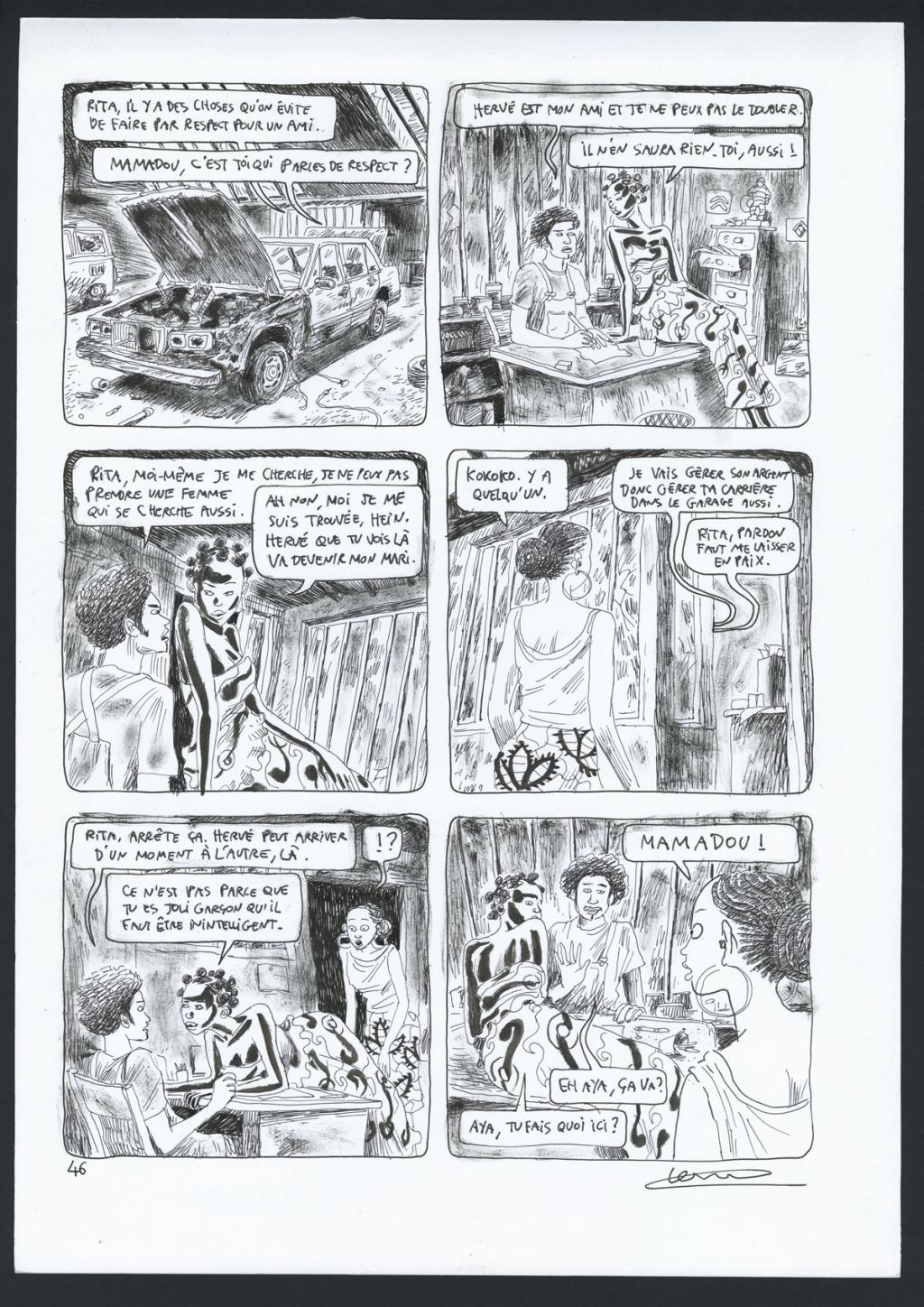 Nouvelle version grand format en couleur directe de la planche originale n°46, accompagnée de la planche originale à l'encre - Clément Oubrerie - Encre de Chine et aquarelle sur papier - 4419