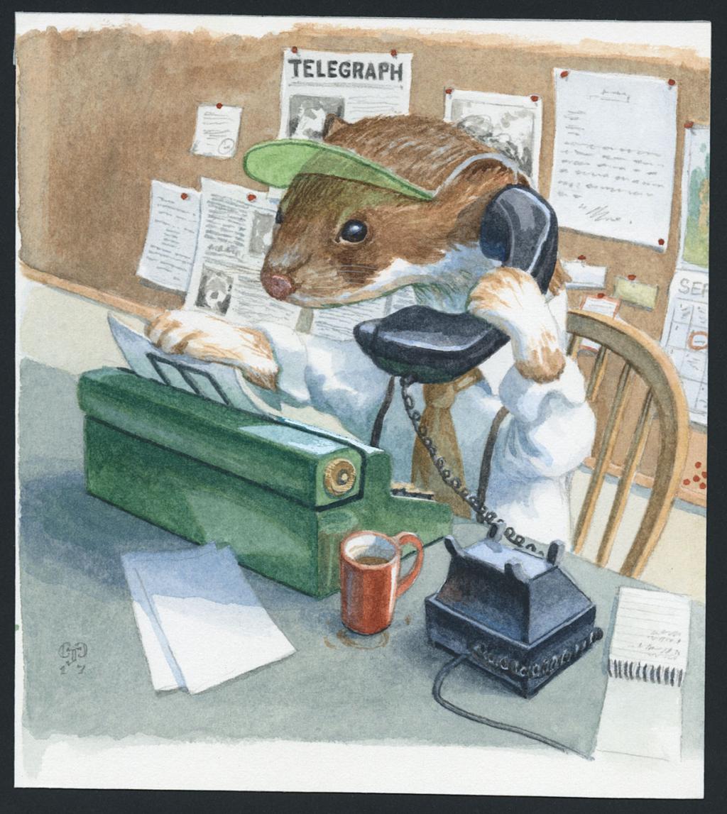 Illustration originale, The Journalist - Christopher Dunn - Aquarelle sur papier - 4729