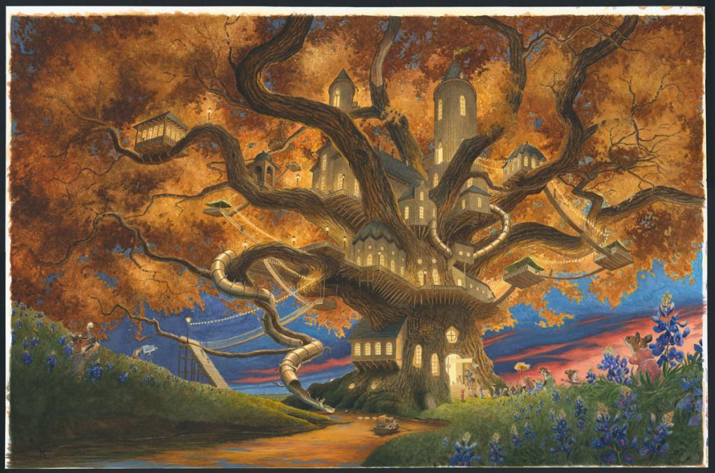 Illustration originale, Paisley's Treehouse - Christopher Dunn - Aquarelle sur papier - 4863