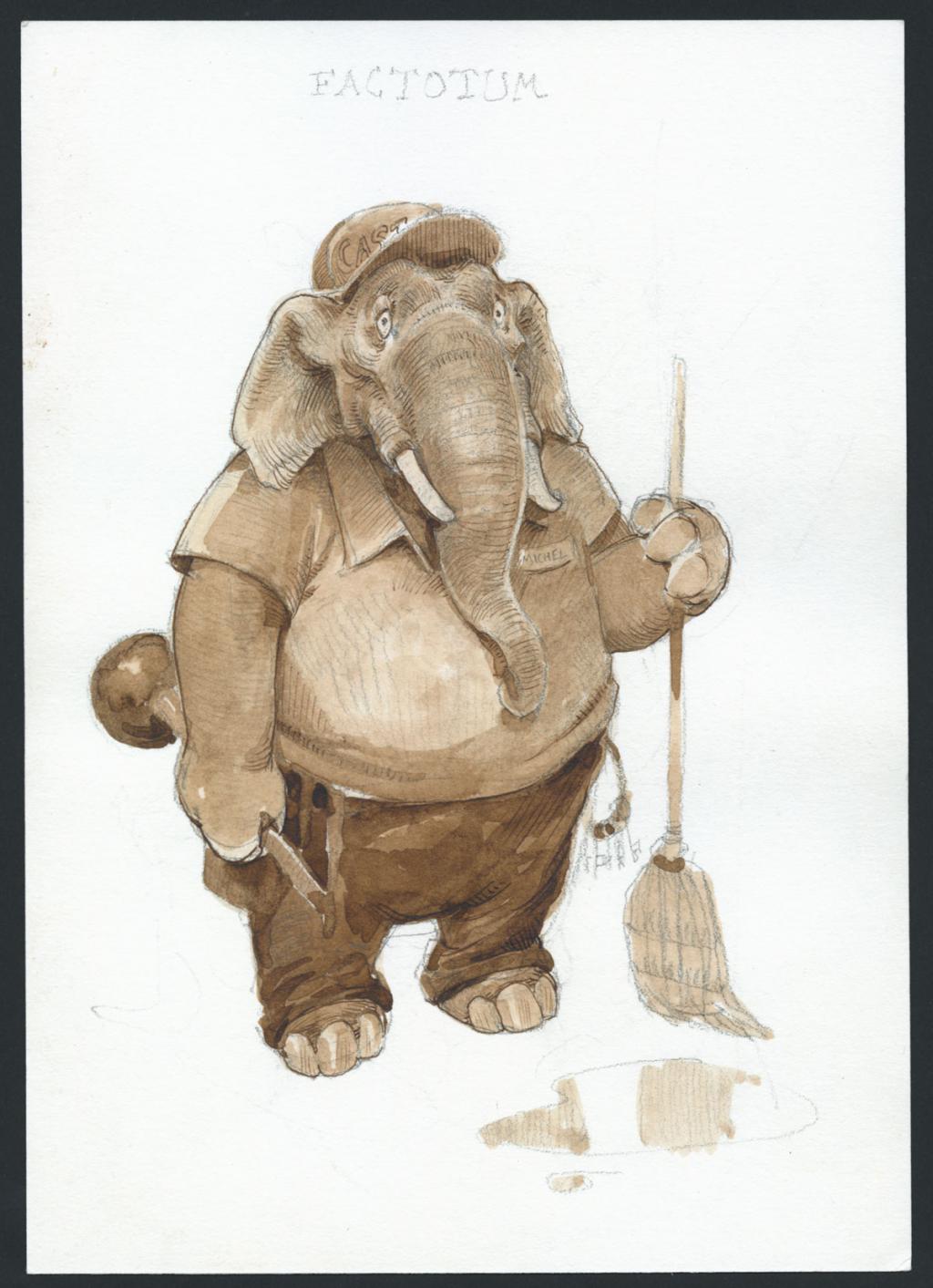 Illustration originale :  factorum - Armel Gaulme - Aquarelle sur papier - 4549