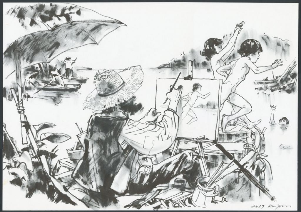 Illustration originale - Kim Jung Gi - Encre de Chine sur papier - 4804