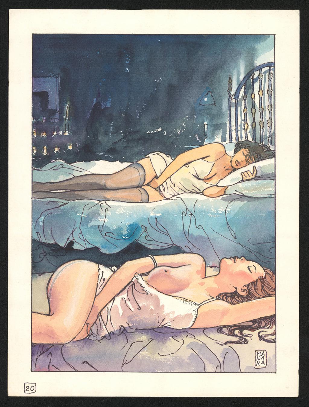 Illustration originale - Milo Manara - Technique mixte sur papier - 6446