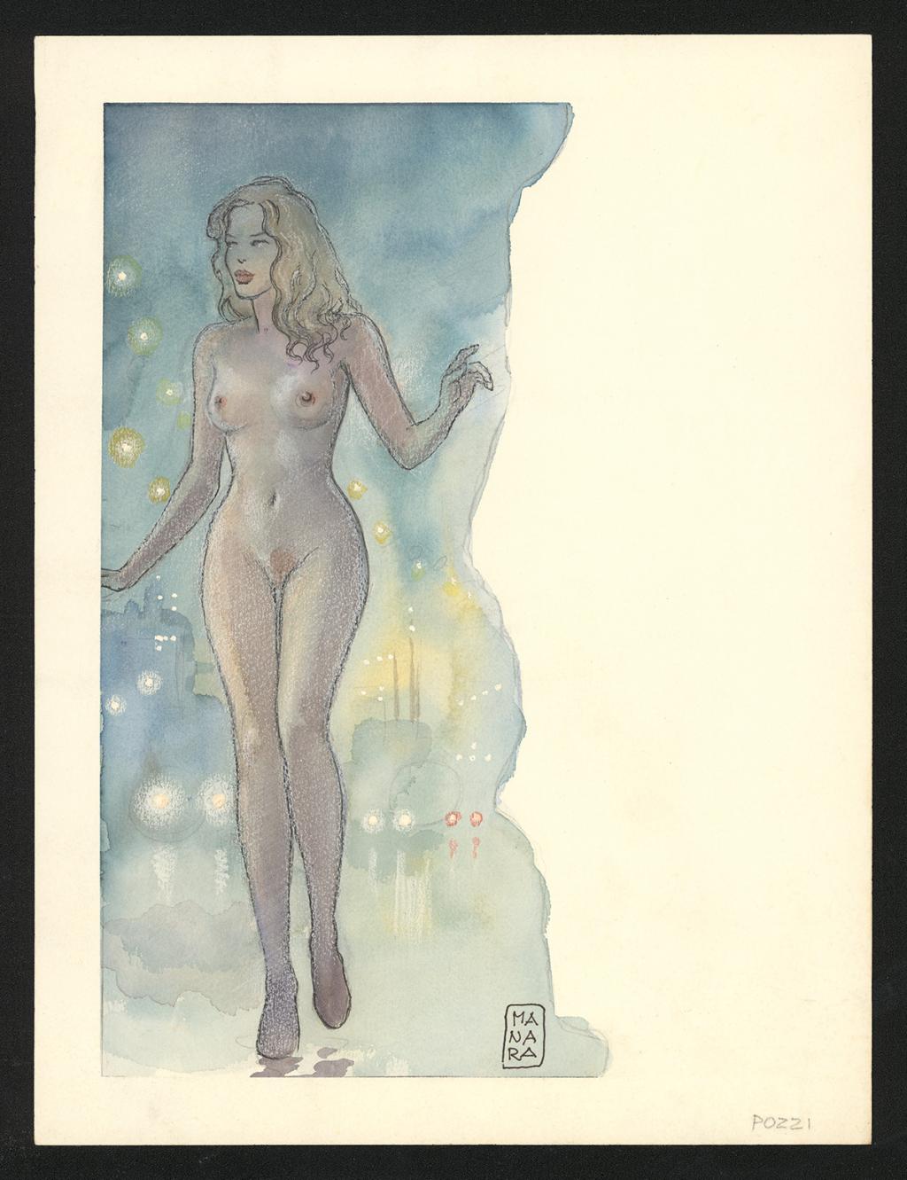 Illustration originale - Milo Manara - Technique mixte sur papier - 6447