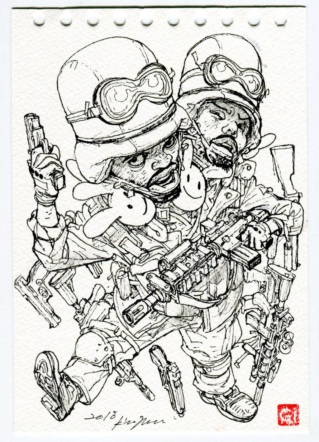 Illustration originale - Kim Jung Gi - Encre de Chine sur papier - 4803