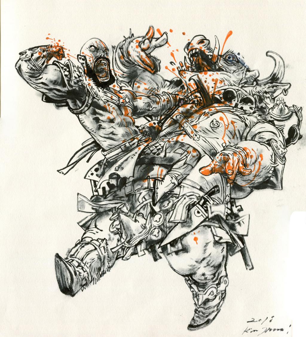 Illustration originale - Kim Jung Gi - Encre de Chine et encre de couleur sur papier - 4799