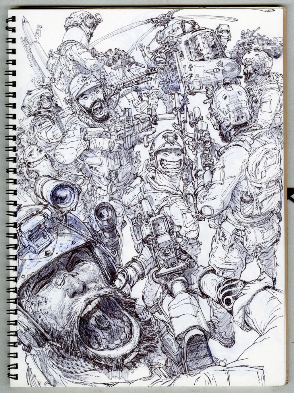 Illustration originale - Kim Jung Gi - Encre de Chine sur papier - 4779