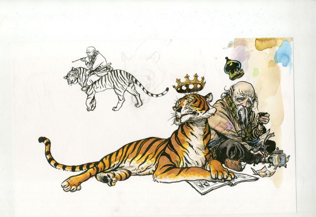 Illustration originale - Kim Jung Gi - Encre de Chine et encre de couleur sur papier - 4790