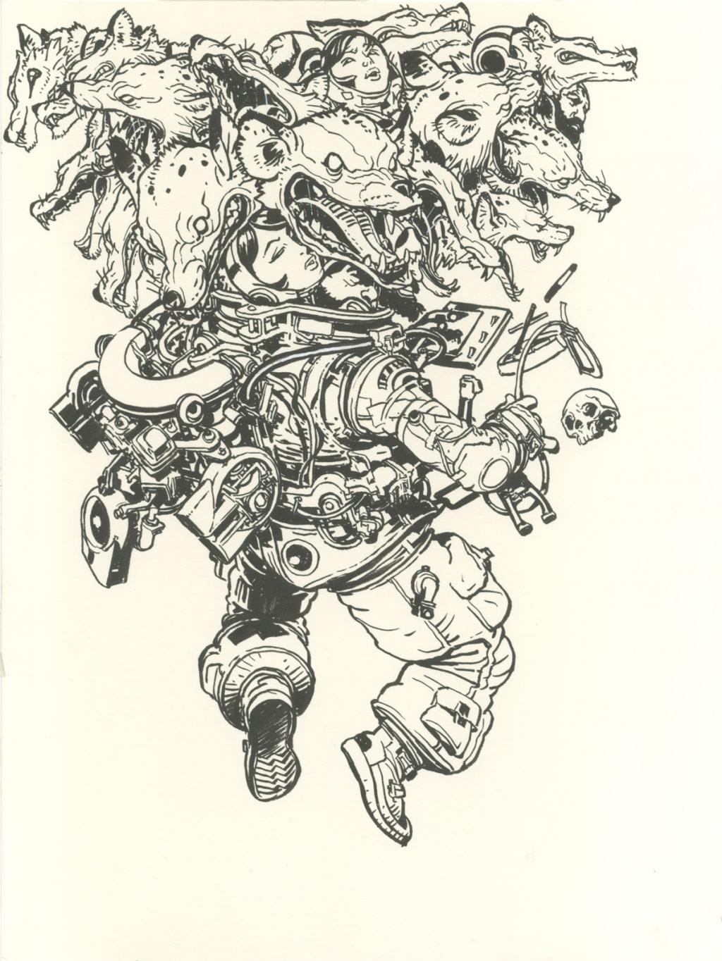 Illustration originale réalisée en 2018 - Kim Jung Gi - Encre de Chine sur papier - 4793