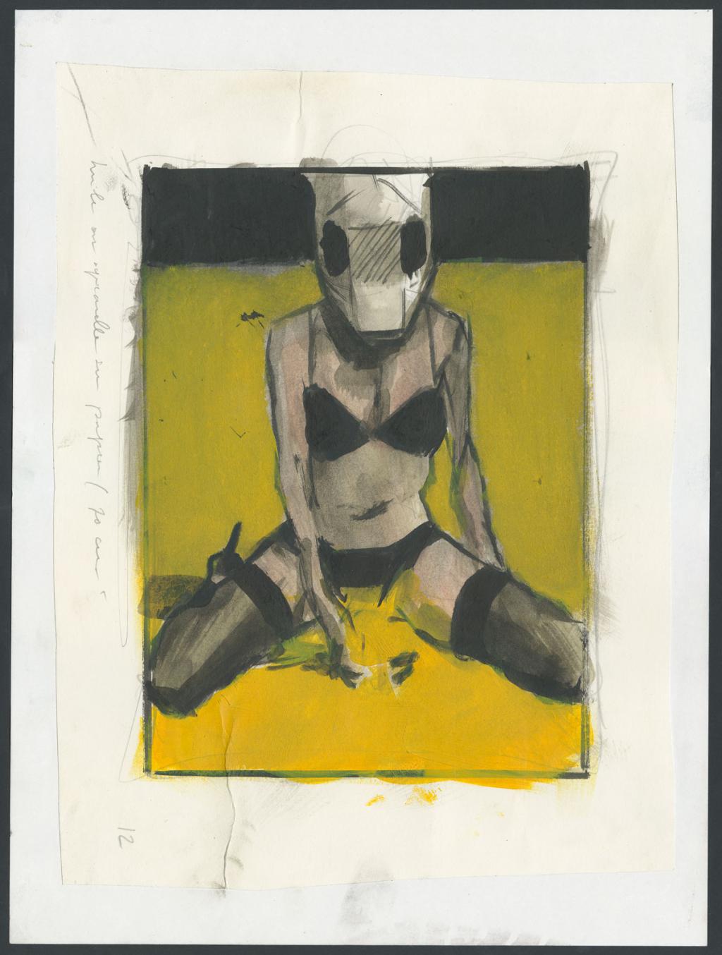 Illustration originale, recherche pour la série de peintures La Vestale en 2016 - Jean-Marc Rochette - Acrylique sur papier - 5159