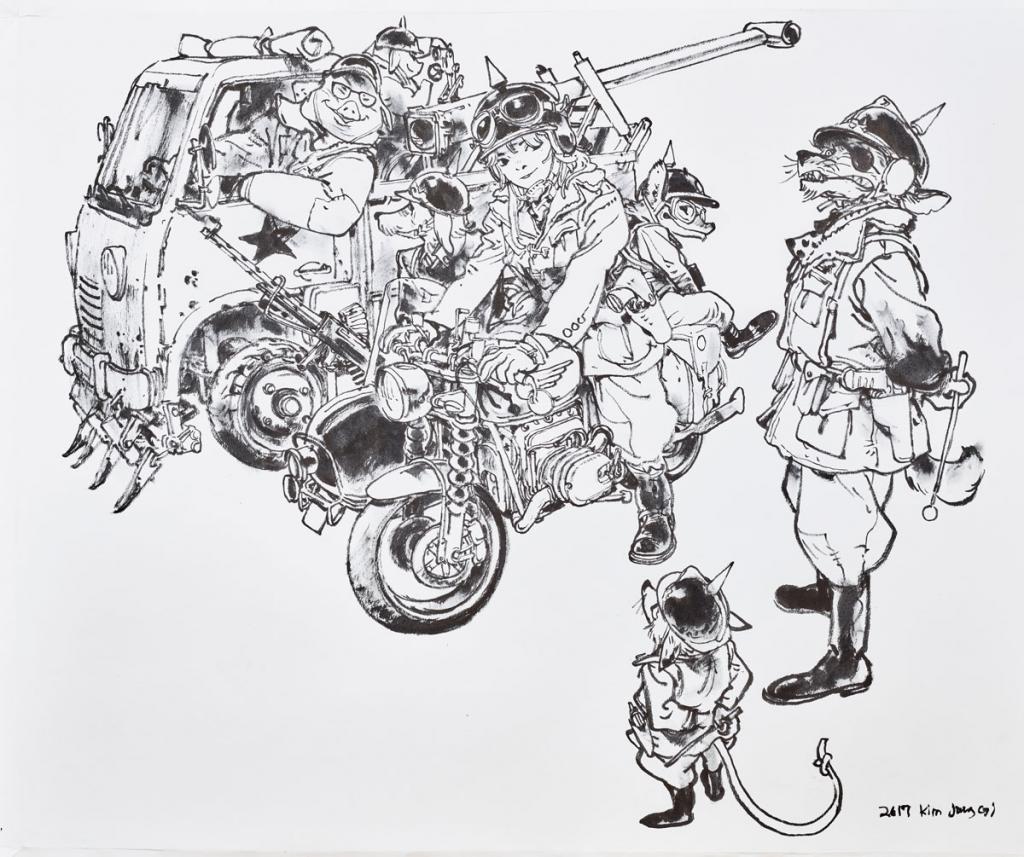 Illustration originale - Kim Jung Gi - Encre de Chine sur papier - 4852