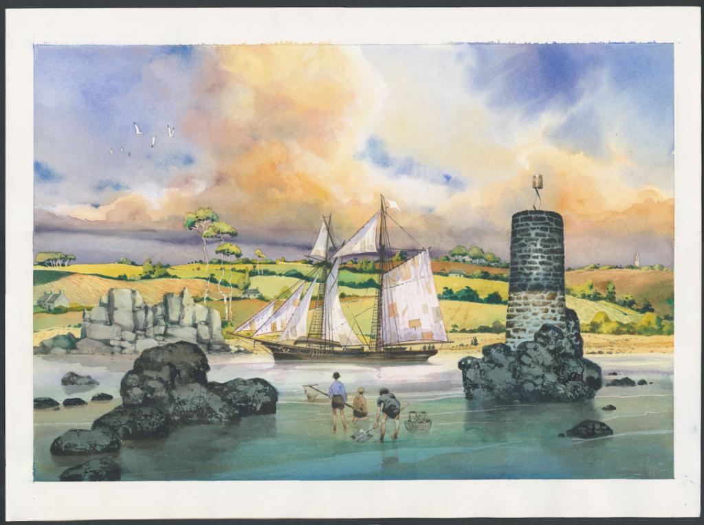 Illustration originale - Emmanuel Lepage - Encre de Chine et aquarelle sur papier - 4872