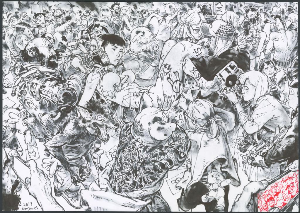 Illustration réalisé en live à la Artfair - Kim Jung Gi - Encre de Chine et encre de couleur sur papier - 4849