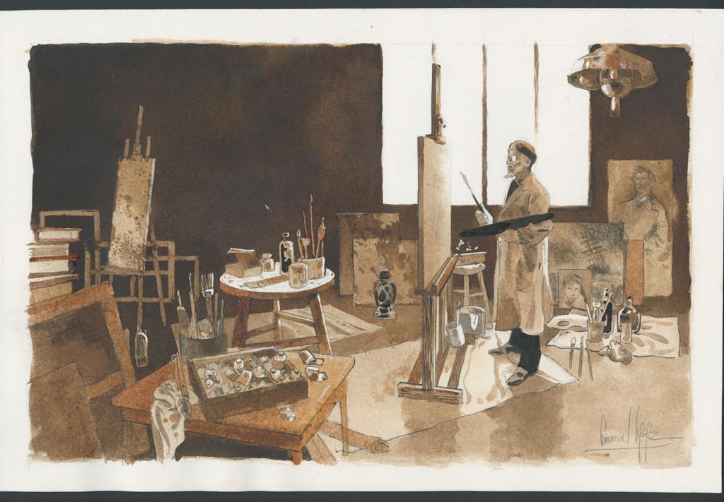 Illustration originale - Emmanuel Lepage - Encre de Chine et aquarelle sur papier - 4873