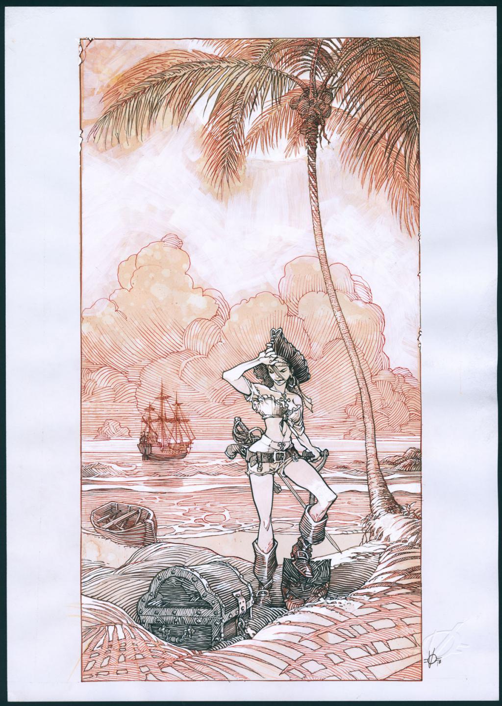 Illustration originale, réalisée en 2018 - Olivier Vatine - Encre de Chine et encre de couleur sur papier - 7