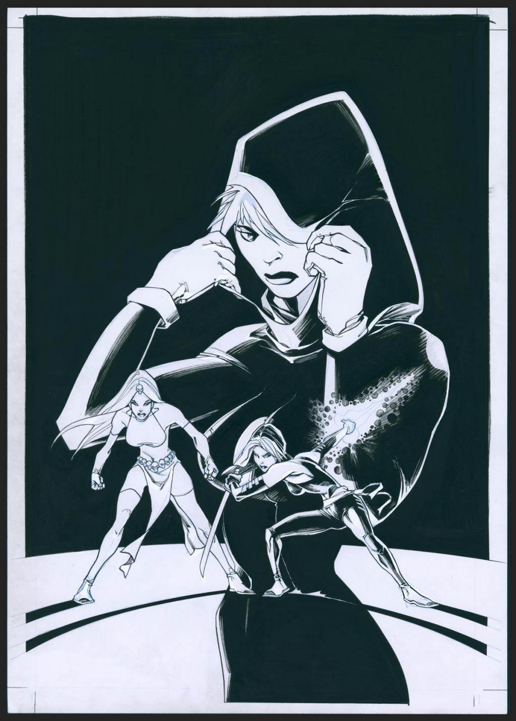 Couverture originale alternative du magazine Astonishing X-Men #1 de Marvel, publiée en 2017 - Olivier Vatine - Encre de Chine sur papier - 9