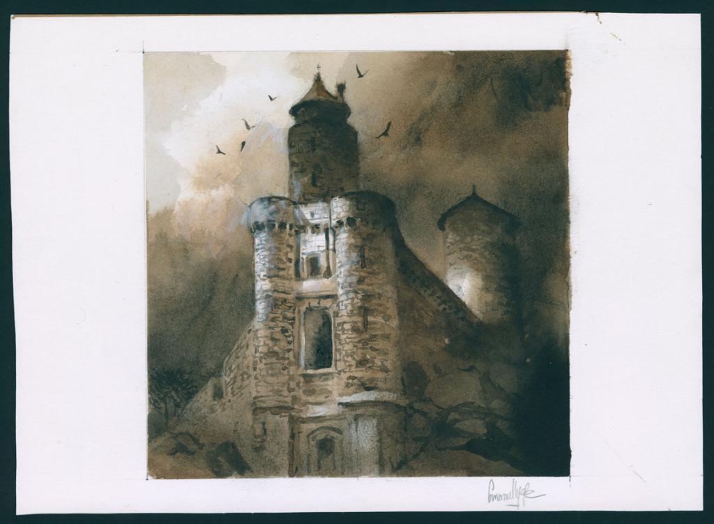 Illustration originale, extrait de "Aux Marches de Bretagne" d'Yvon Le Men, aux Editions Dialogues (2019) - Emmanuel Lepage - Encre de Chine et aquarelle sur papier - 4655