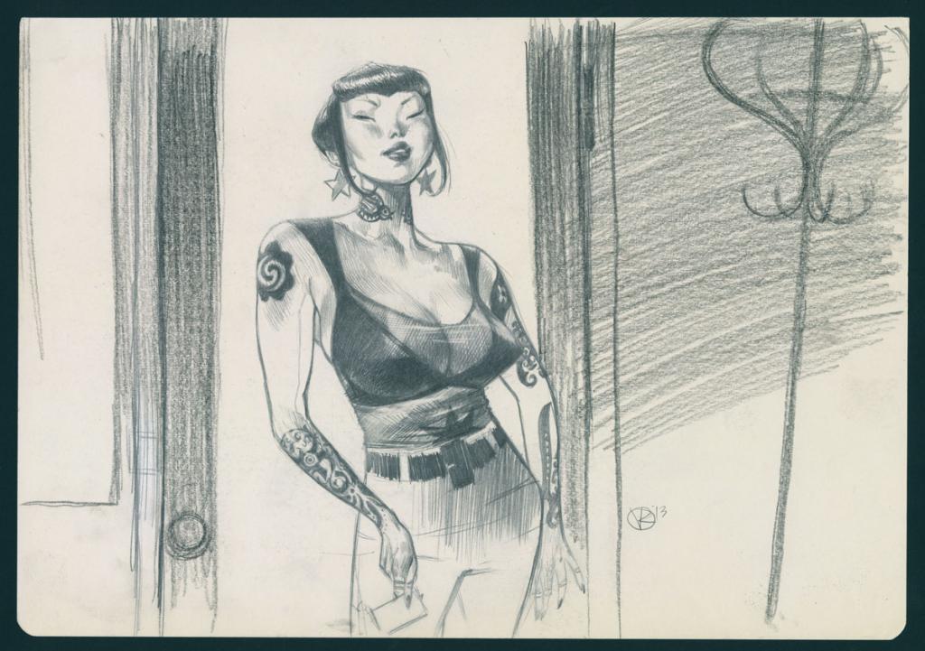 Illustration originale autour du comics " blue Estate " qui est aussi publié dans le artbook - Viktor Kalvachev - Mine de plomb sur papier - 4878