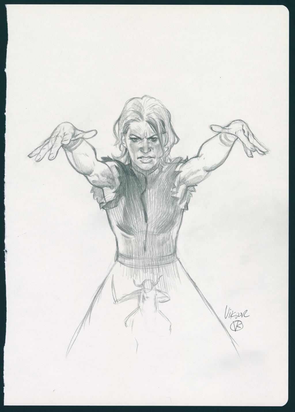 Recherche pour la couverture originale - #2 de " The Forgotten Queen " de Variant Comics - crayonné original mis en couleur en digital - Viktor Kalvachev - Mine de plomb sur papier - 6064