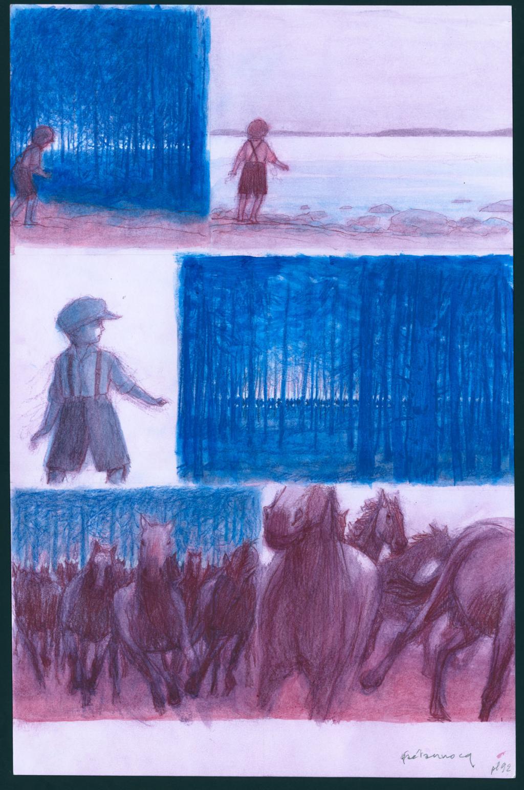 Planche originale
N° 92 - Gaetan Nocq - Acrylique et crayons de couleur - 4915