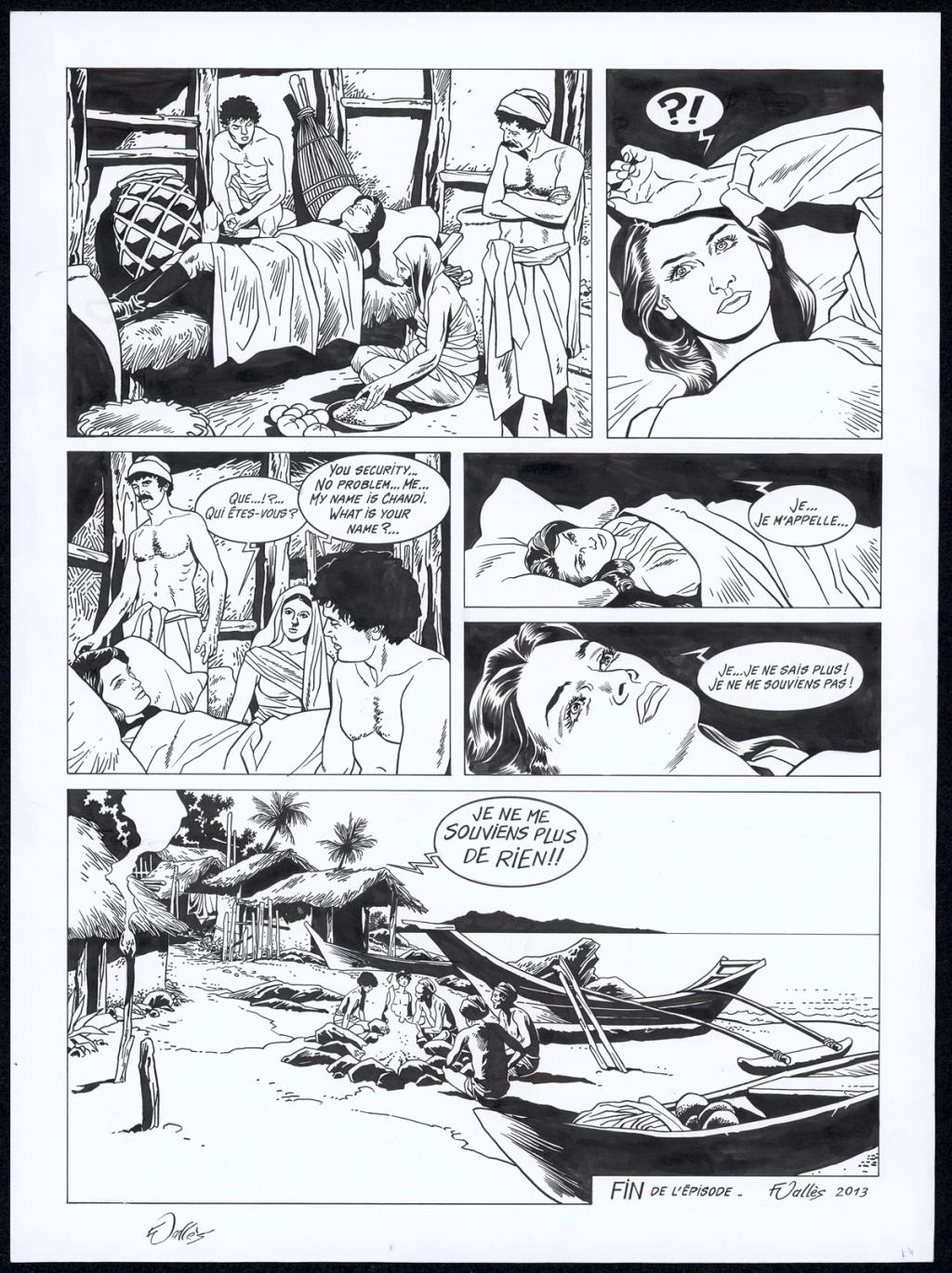 Planche originale, page de fin de l'épisode - Francis Vallès - Encre de Chine sur papier - 4364