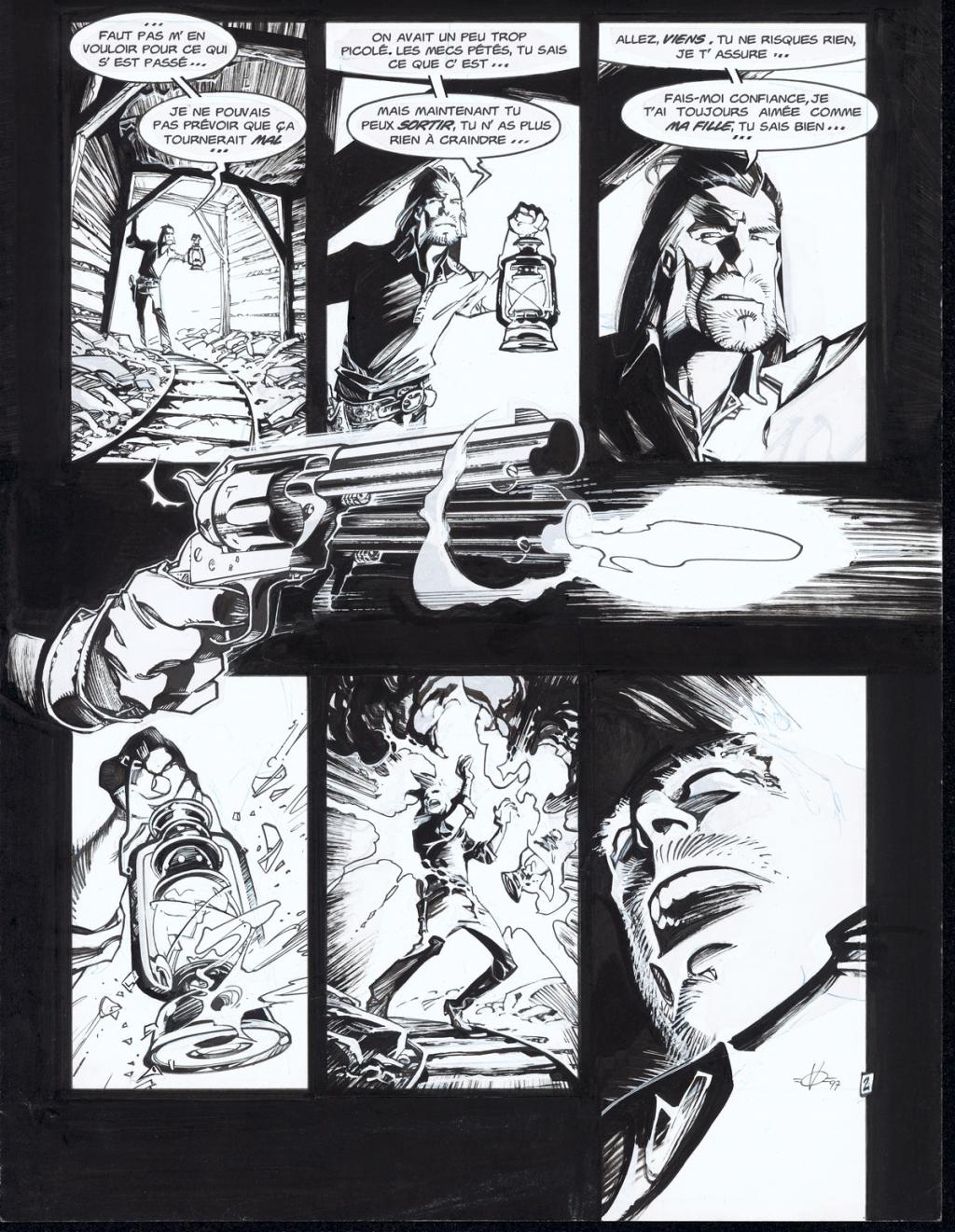 Planche originale n° 2, réalisé en 1997, rustine en case 5 - Olivier Vatine - Encre de Chine et gouache blanche sur papier - 5703