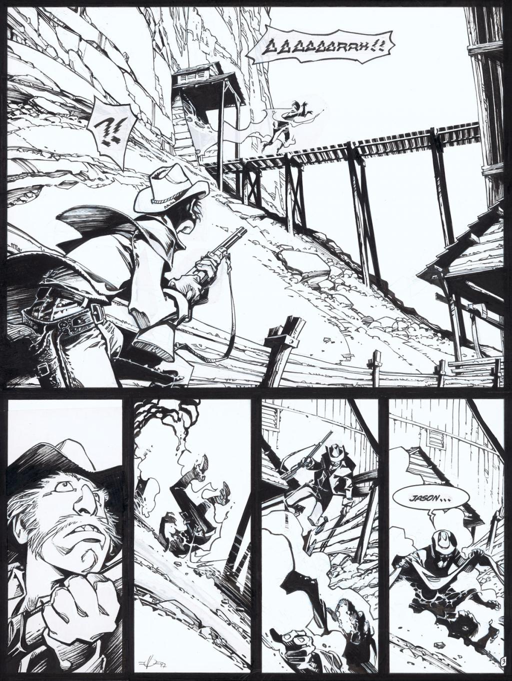 Planche originale n°3, réalisée en 1997 - Olivier Vatine - Encre de Chine et gouache blanche sur papier - 5704