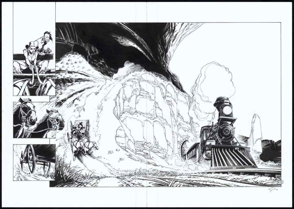 Double planche originale
n°36 et 37 - Olivier Vatine - Encre de Chine et gouache blanche sur papier - 5705