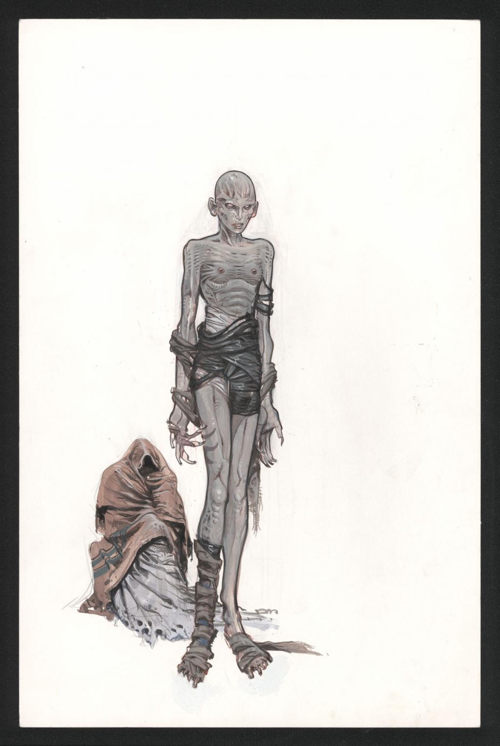 Concept art pour le projet de film I Am Legend par Ridley Scott avec Arnold Schwarzenegger - Sylvain Despretz - Technique mixte sur papier - 5096